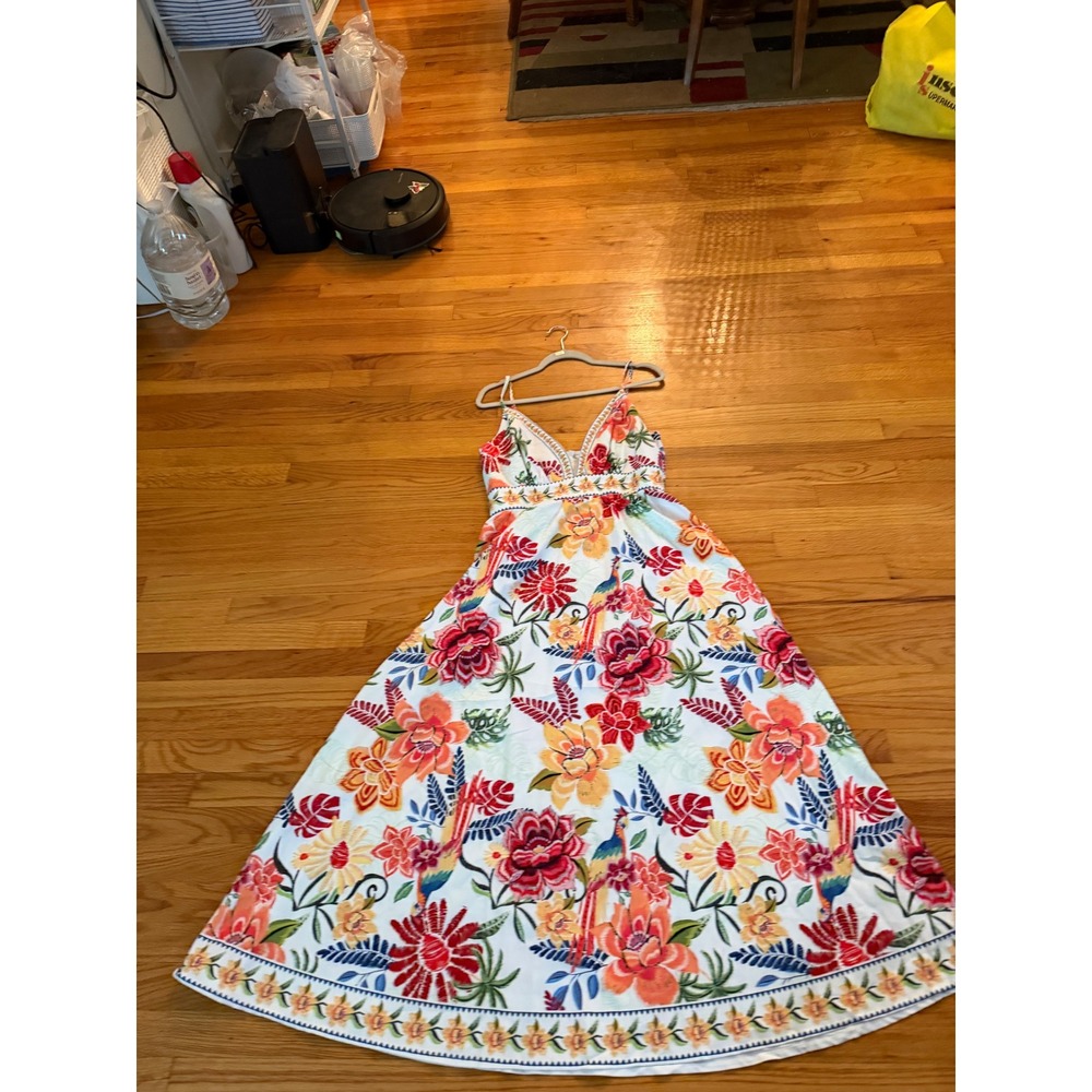 Cupshe Floral Tropical Maxi Dress White Multicolor V-Neck Sun Dress Boho Summer